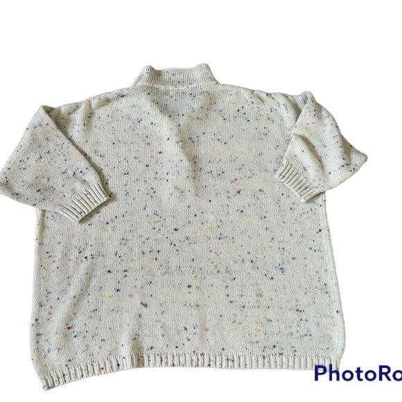 Cream confetti color knit short sleeve oversized sweater - Picture 4 of 7